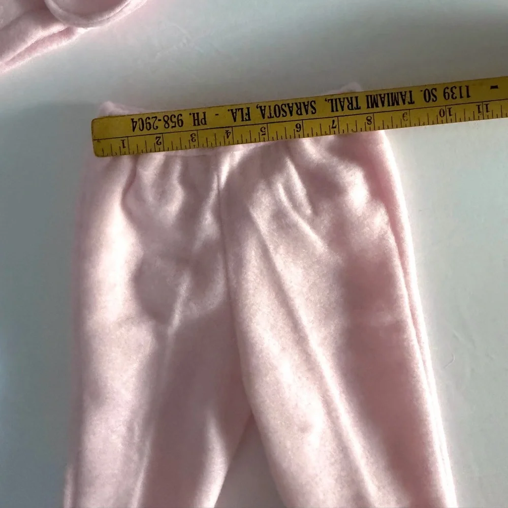 Vintage Y2K‎ Disney Baby Mickey Minnie Pink Fleece Set Faux Fur Coat Pants 12M